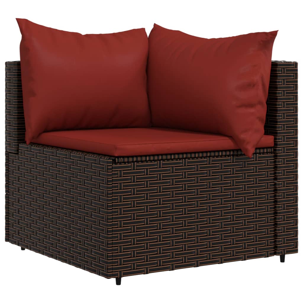 vidaXL 4-tlg. Garten-Lounge-Set mit Kissen Braun Poly Rattan