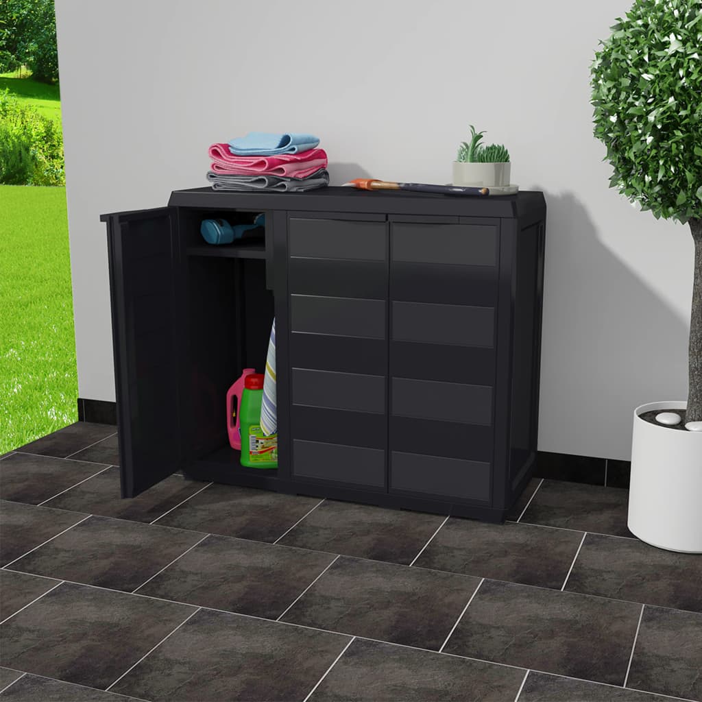 vidaXL Gartenschrank mit 2 Regalen Schwarz