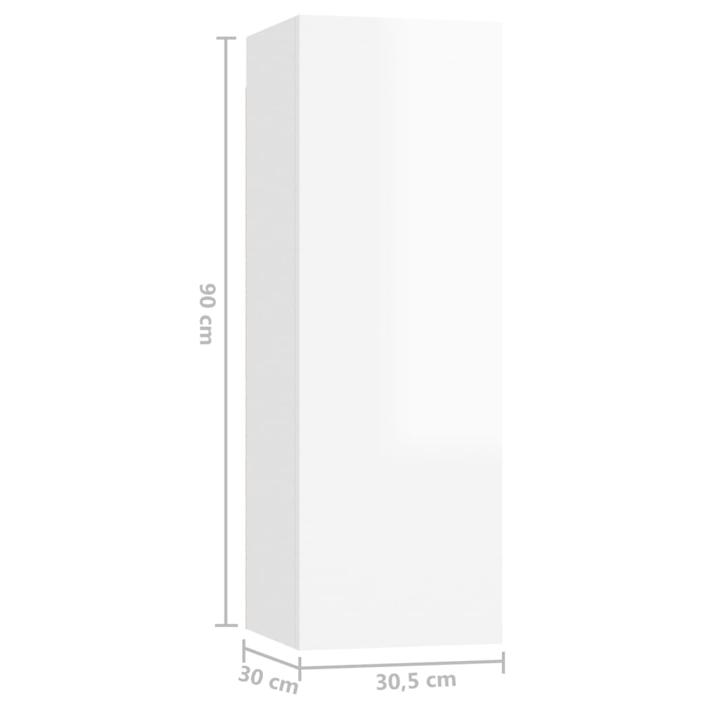 vidaXL 4-tlg. TV-Schrank-Set Hochglanz-Weiß Holzwerkstoff