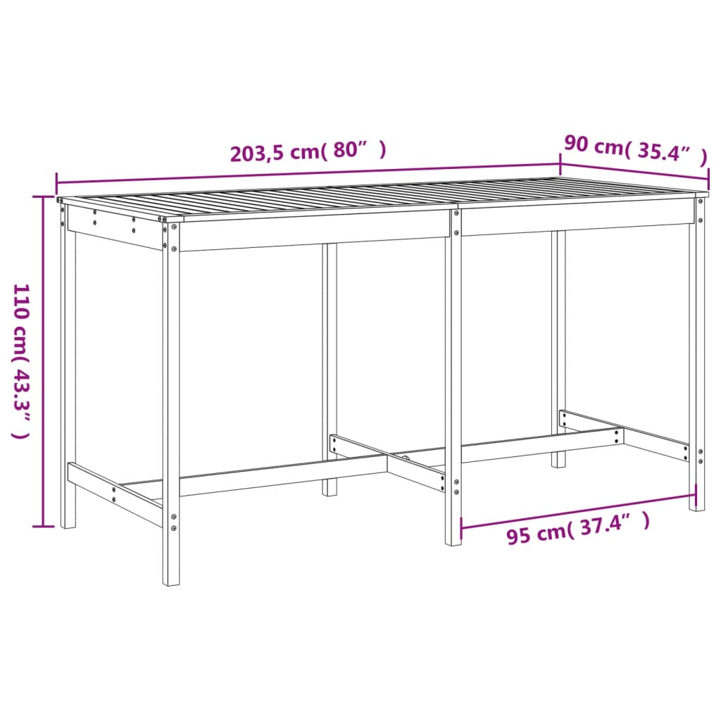 vidaXL 9-tlg. Gartenbar-Set Grau Massivholz Kiefer