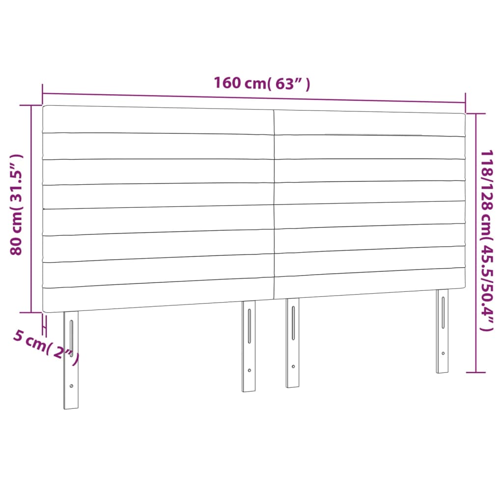 vidaXL LED Kopfteil Schwarz 160x5x118/128 cm Samt