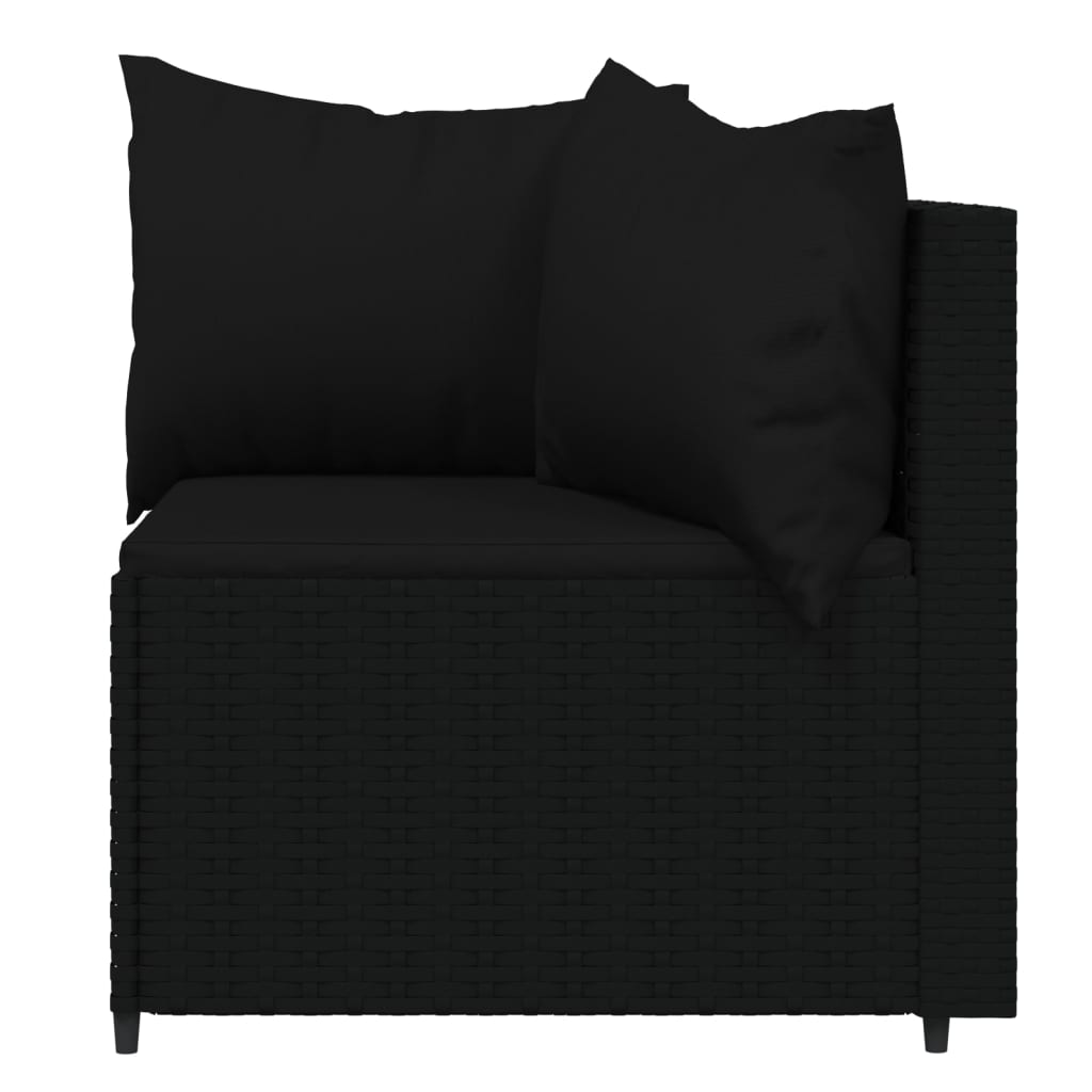 vidaXL 3-tlg. Garten-Lounge-Set mit Kissen Schwarz Poly Rattan