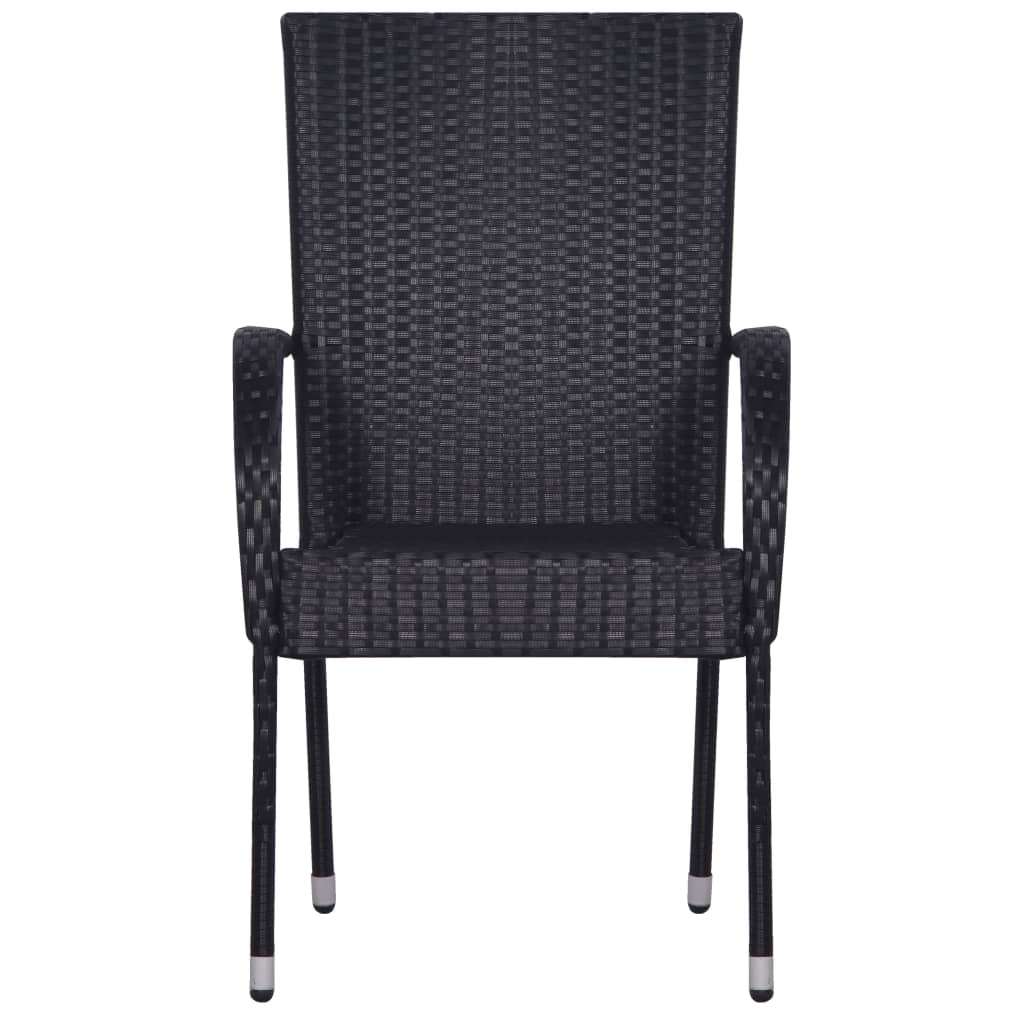 vidaXL 5-tlg. Garten-Essgruppe Poly Rattan Schwarz