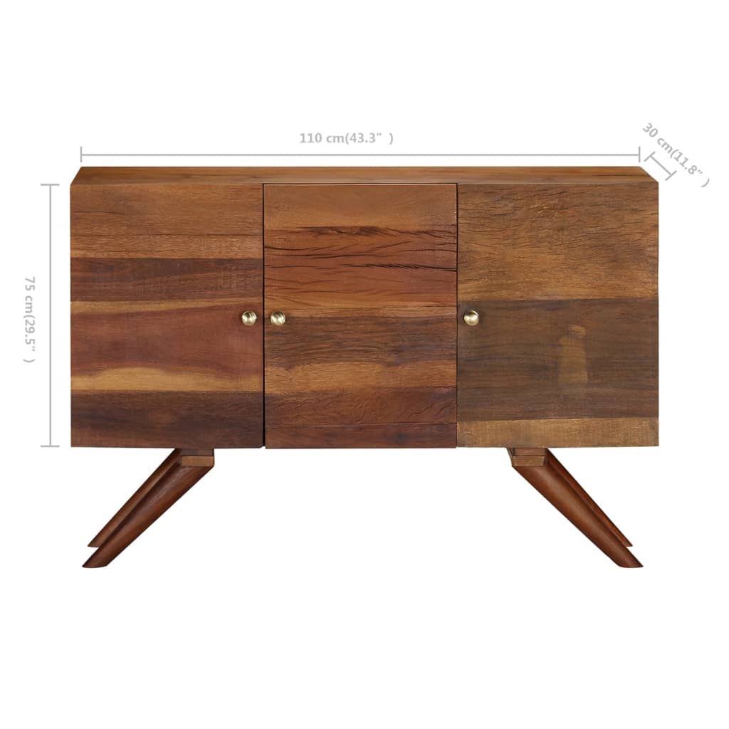 vidaXL Sideboard Braun Altholz Massiv 110x30x75 cm