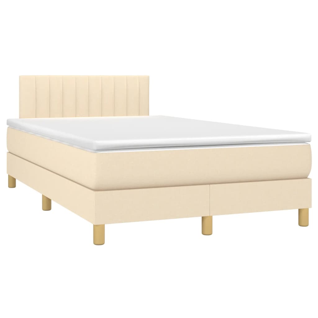 vidaXL Boxspringbett mit Matratze Creme 120x190 cm Stoff