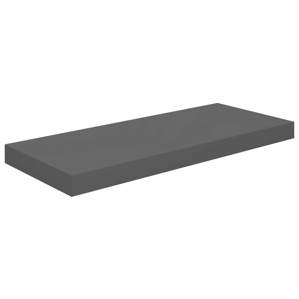 vidaXL Schweberegale 2 Stk. Hochglanz-Grau 60x23,5x3,8 cm MDF