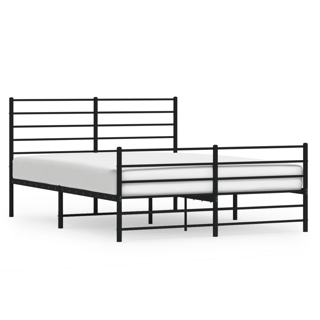 vidaXL Metallbett ohne Matratze mit Fußteil Schwarz 160x200 cm