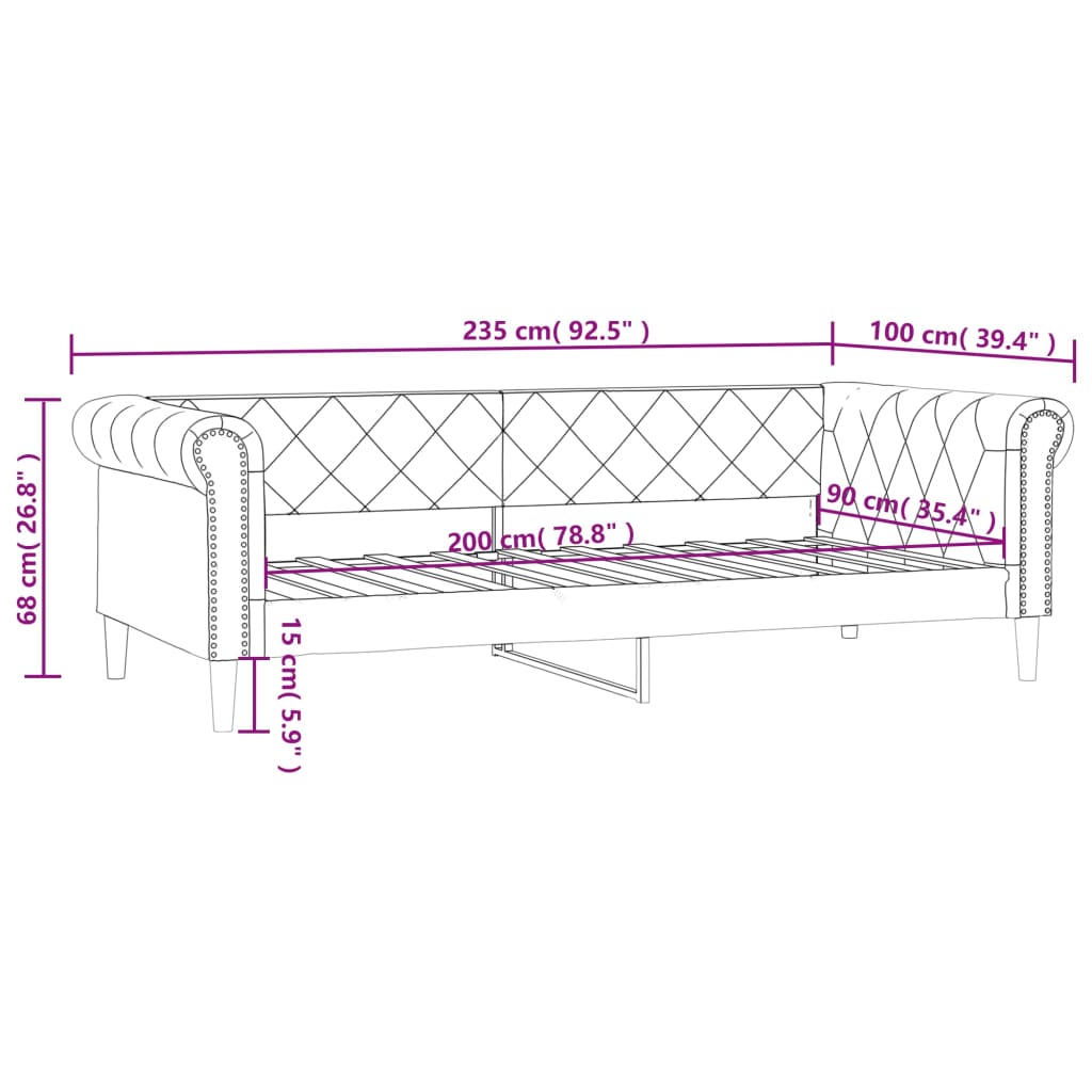 vidaXL Tagesbett Creme 90x200 cm Kunstleder