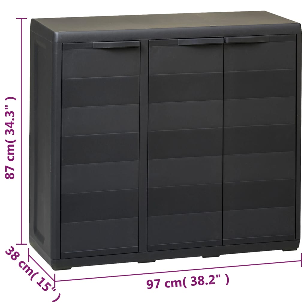 vidaXL Gartenschrank mit 2 Regalen Schwarz