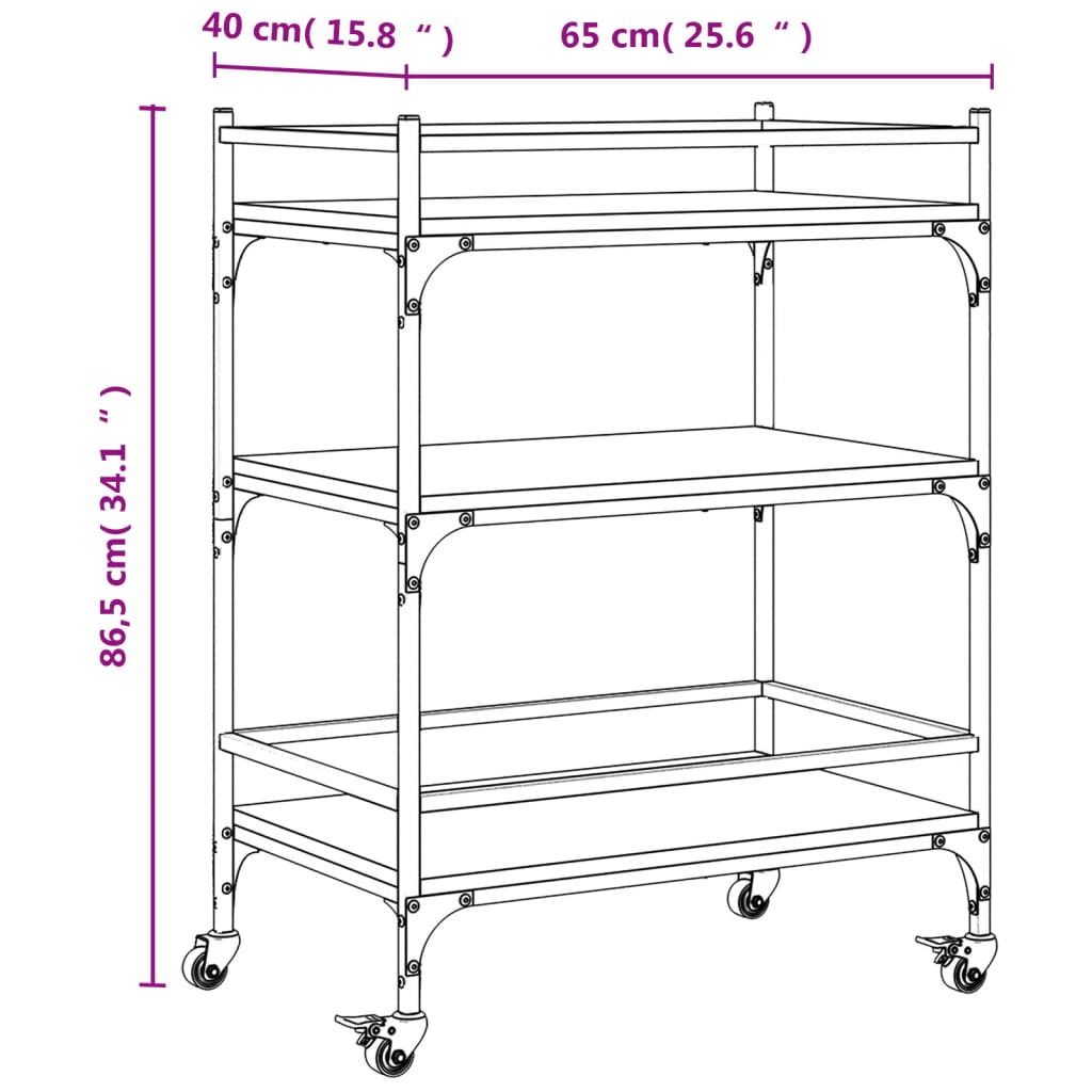 vidaXL Küchenwagen Braun Eichen-Optik 65x40x86,5 cm Holzwerkstoff