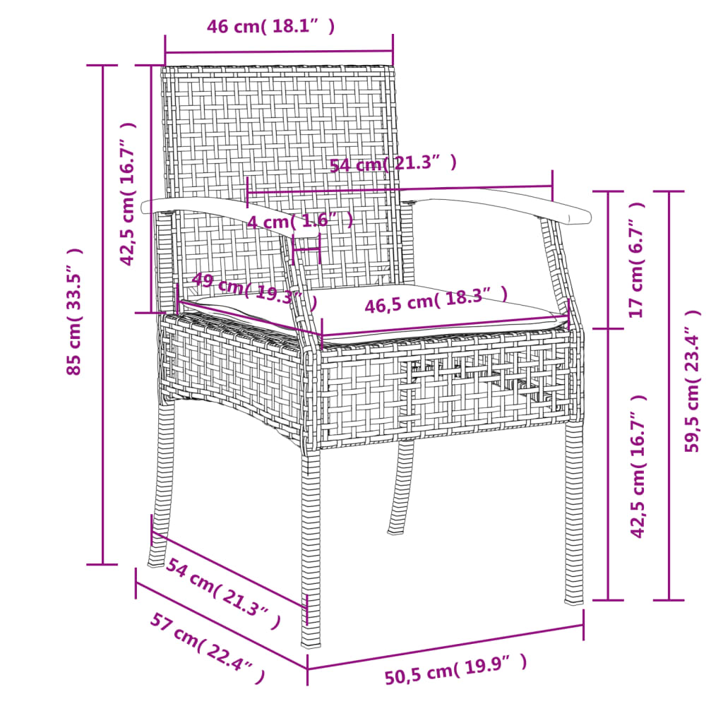 vidaXL 5-tlg. Garten-Essgruppe mit Kissen Beige Poly Rattan