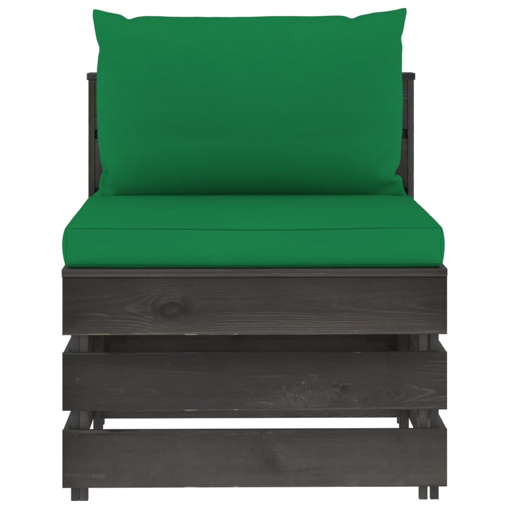 vidaXL 4-Sitzer Outdoor-Sofa mit Kissen Grau Imprägniertes Holz