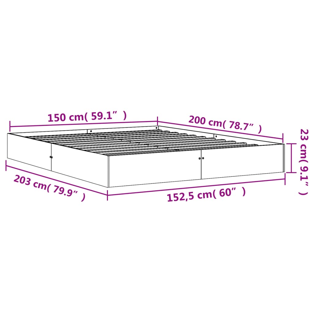 vidaXL Massivholzbett ohne Matratze Wachsbraun 150x200 cm Kiefernholz