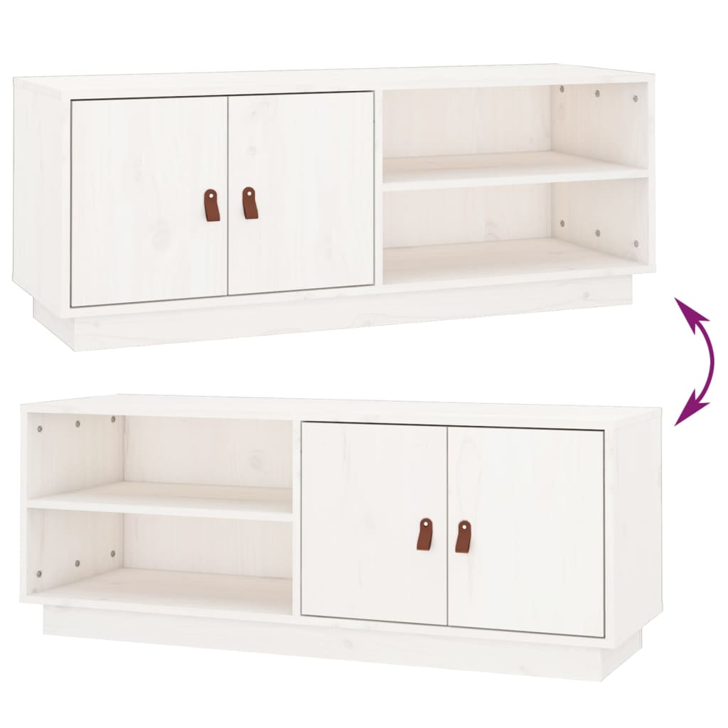 vidaXL TV-Schrank Weiß 105x34x40 cm Massivholz Kiefer