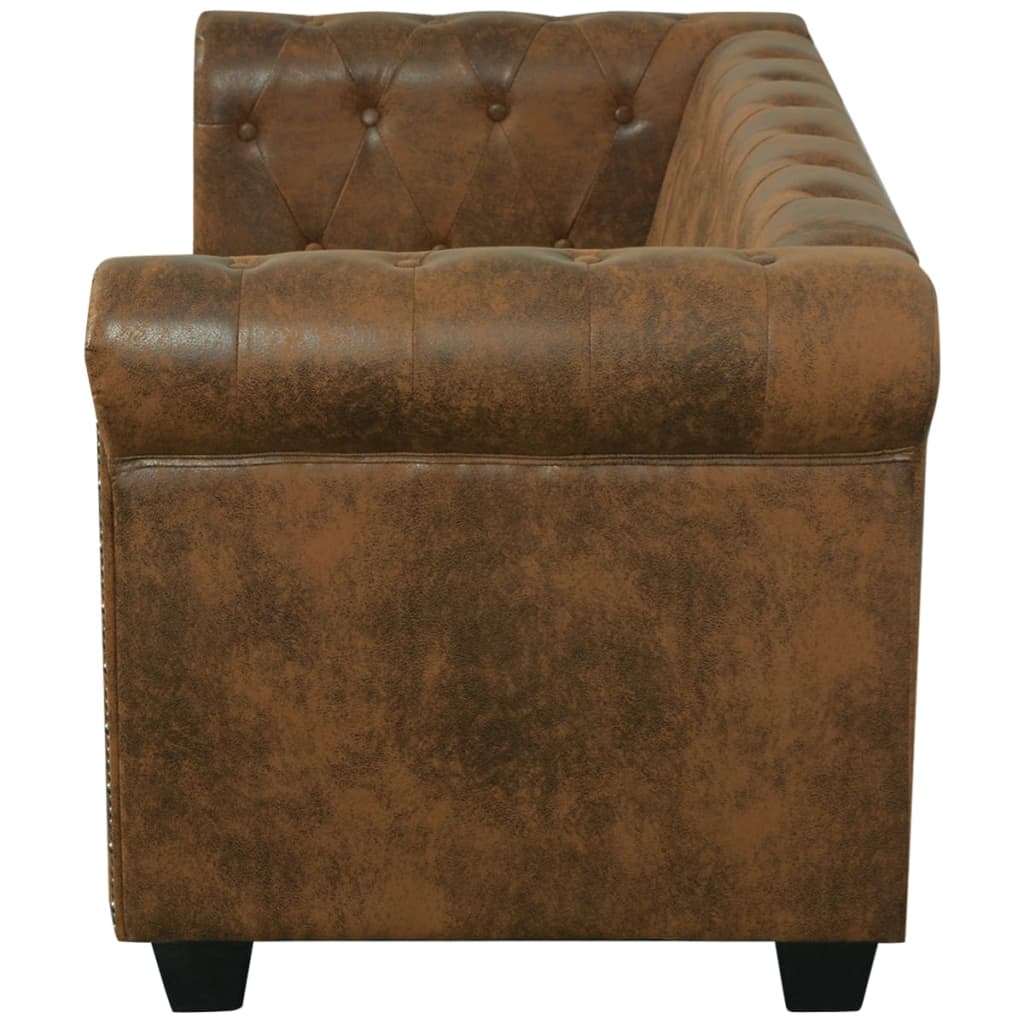 vidaXL Chesterfield-Sofa 2-Sitzer Kunstleder Braun