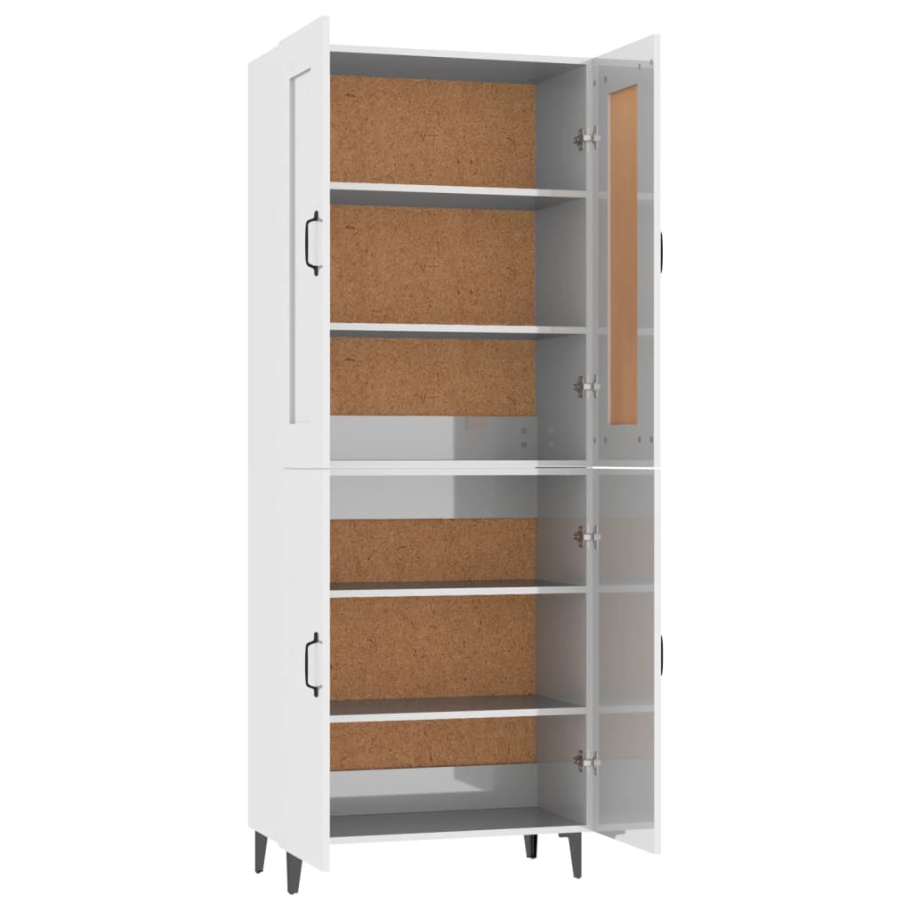 vidaXL Highboard Hochglanz-Weiß 70x34x180 cm Holzwerkstoff