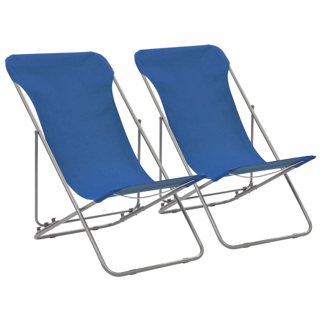 vidaXL Klappbare Strandstühle 2 Stk. Stahl und Oxford-Gewebe Blau