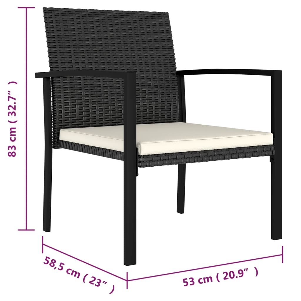 vidaXL 5-tlg. Garten-Essgruppe Poly Rattan Schwarz