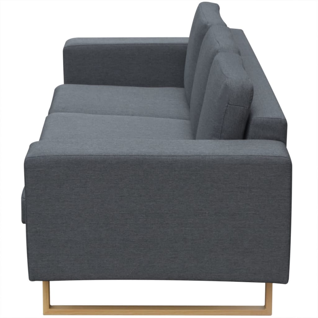 vidaXL Sofa 3-Sitzer Stoff Dunkelgrau