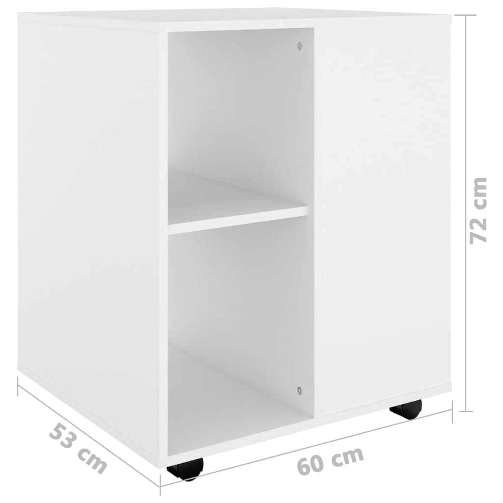 vidaXL Rollschrank Weiß 60x53x72 cm Holzwerkstoff