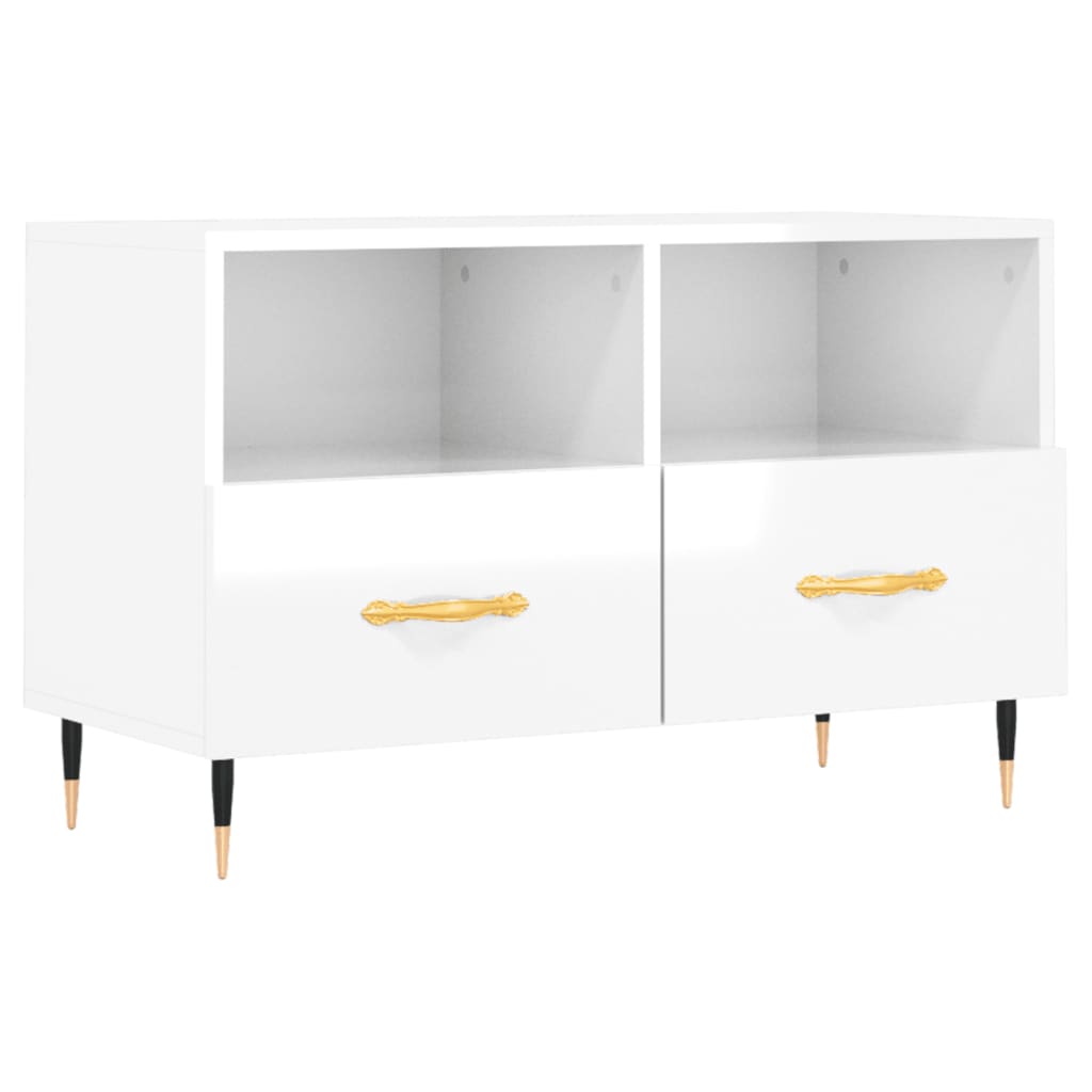 vidaXL TV-Schrank Hochglanz-Weiß 80x36x50 cm Holzwerkstoff