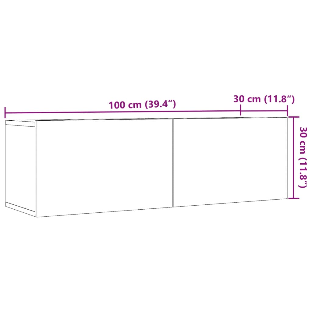 vidaXL TV-Wandschränke 2 Stk. Artisan-Eiche 100x30x30 cm