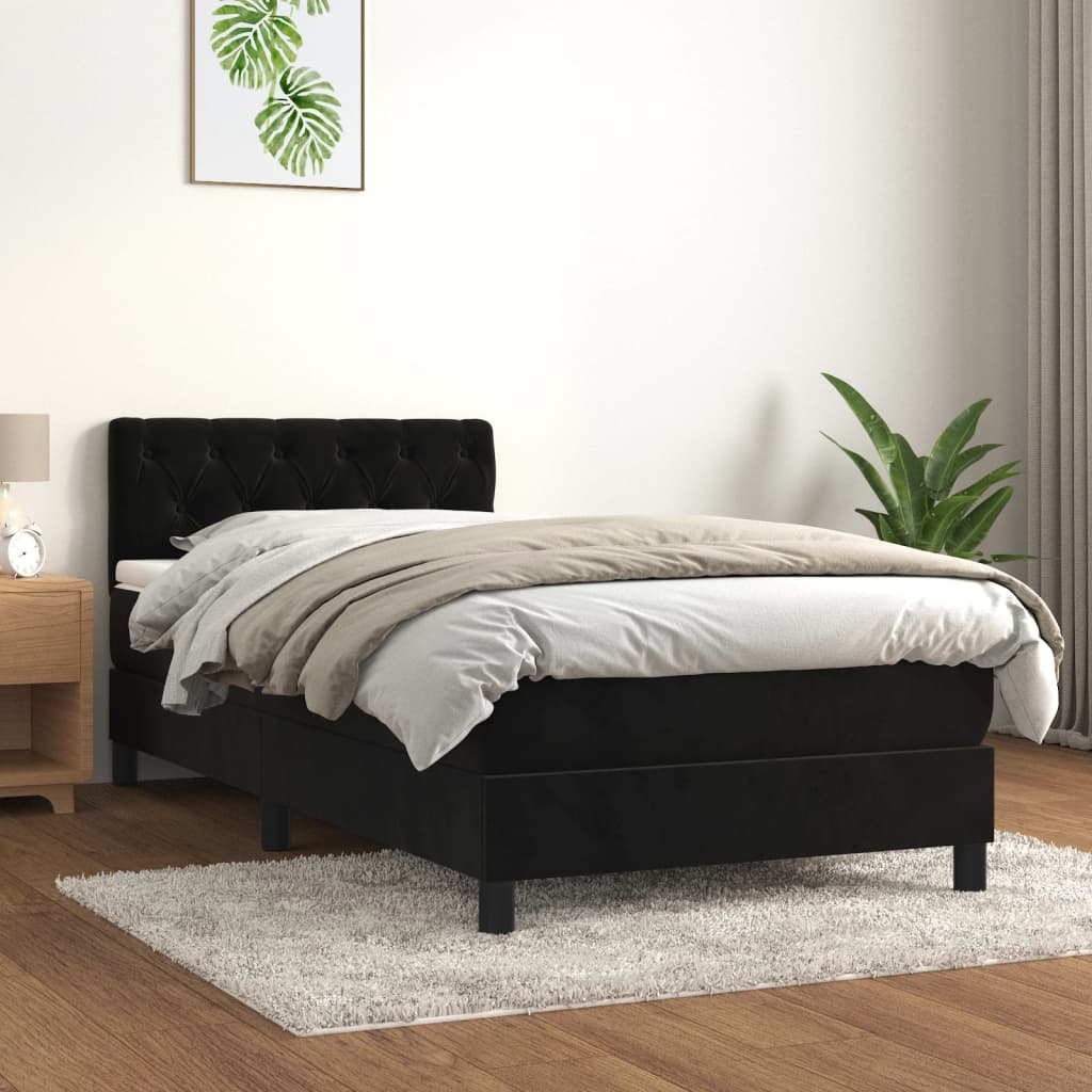 vidaXL Boxspringbett mit Matratze Schwarz 80x200 cm Samt