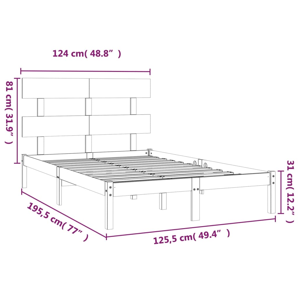 vidaXL Massivholzbett Weiß 120x190 cm