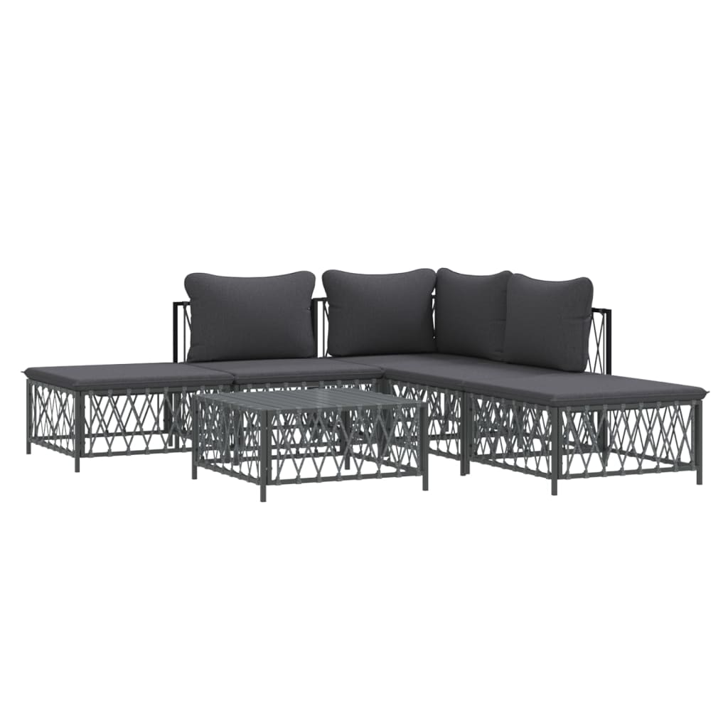 vidaXL 6-tlg. Garten-Lounge-Set mit Kissen Anthrazit Stahl