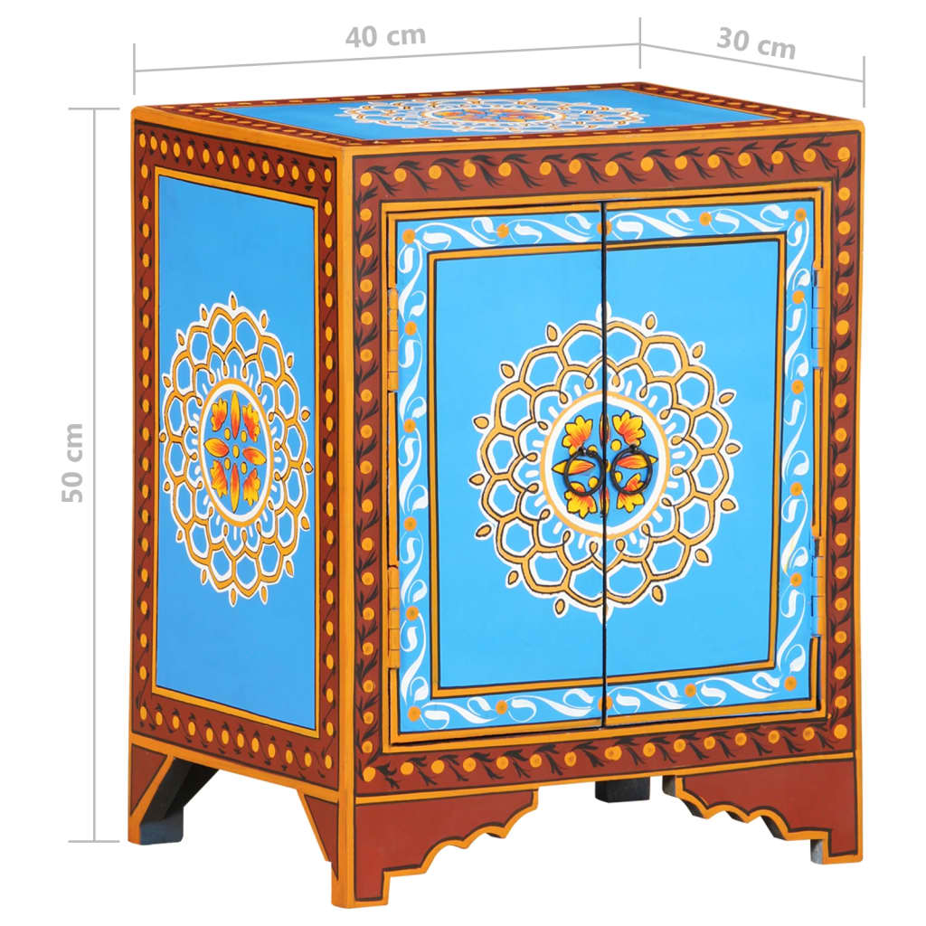 vidaXL Nachttisch Handbemalt 40x30x50 cm Mango Massivholz