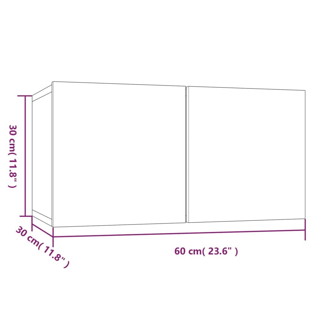 vidaXL TV-Wandschrank Grau Sonoma 60x30x30 cm Holzwerkstoff