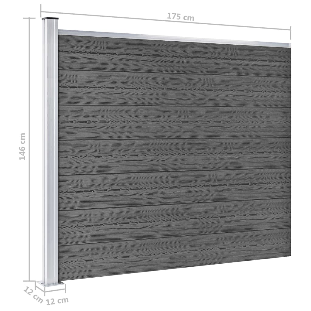 vidaXL Zaunelement Set WPC 699x146 cm Schwarz