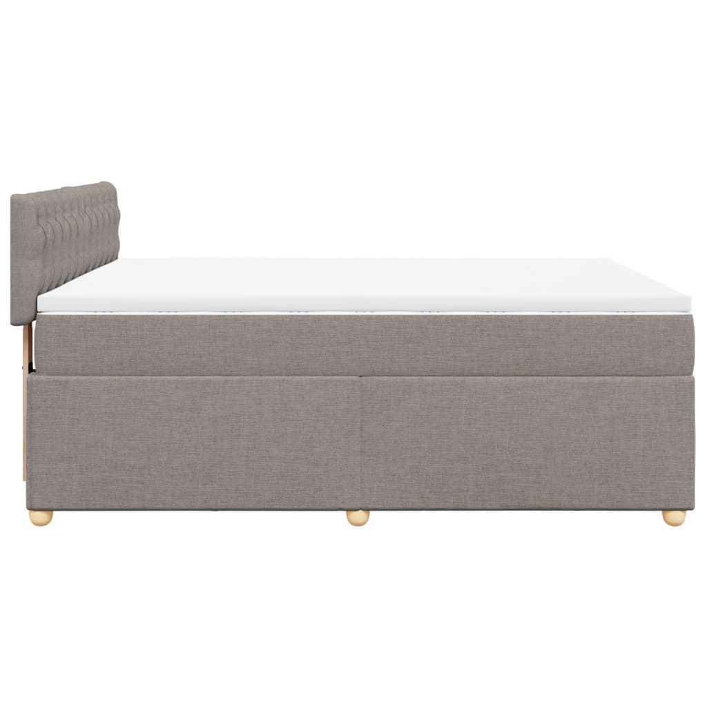 vidaXL Boxspringbett mit Matratze Taupe 160x200 cm Stoff