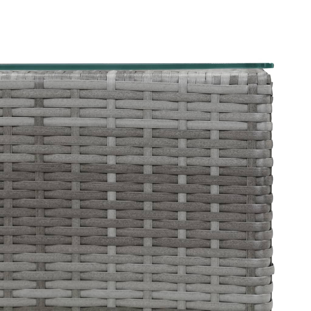 vidaXL Beistelltisch mit Glasplatte Grau 35 x 35 x 52 cm Poly Rattan