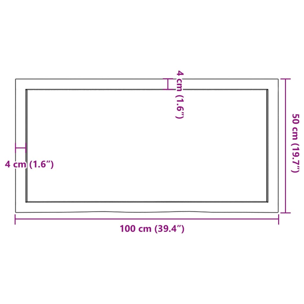 vidaXL Waschtischplatte 100x50x(2-4) cm Massivholz Unbehandelt