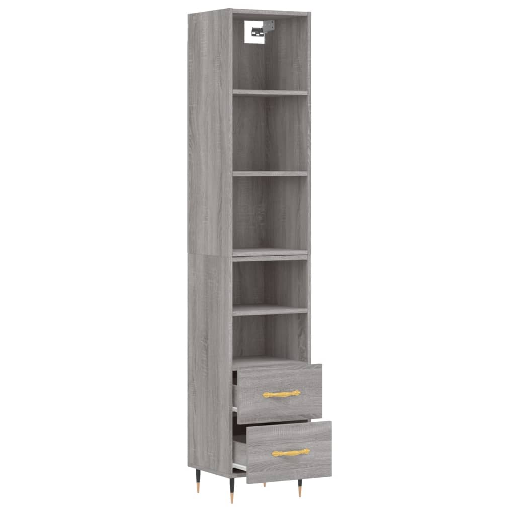 vidaXL Highboard Grau Sonoma 34,5x34x180 cm Holzwerkstoff