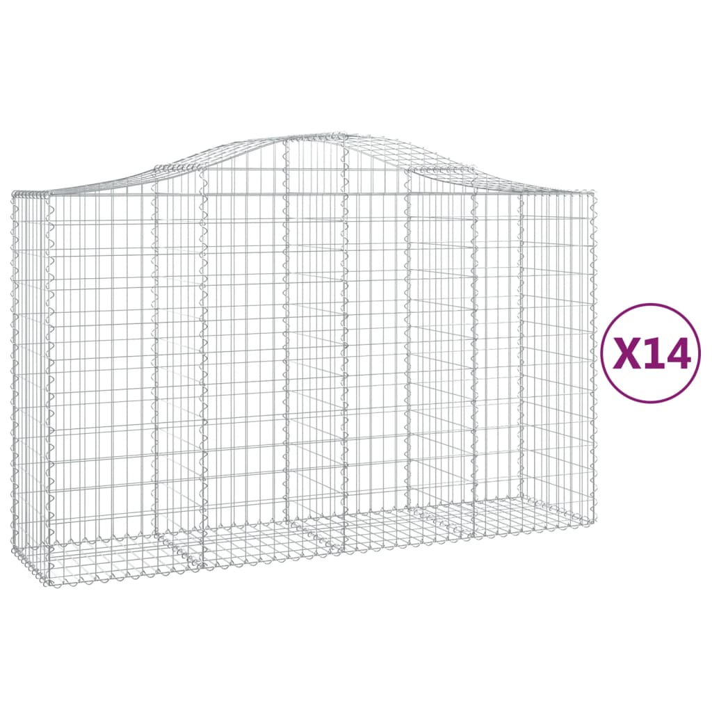 vidaXL Gabionen mit Hochbogen 14Stk. 200x50x120/140cm Verzinktes Eisen