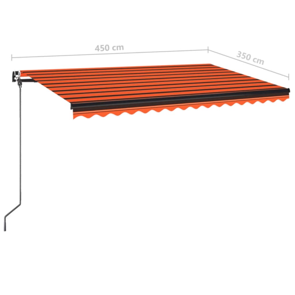 vidaXL Markise Manuell Einziehbar mit LED 450x350 cm Orange und Braun