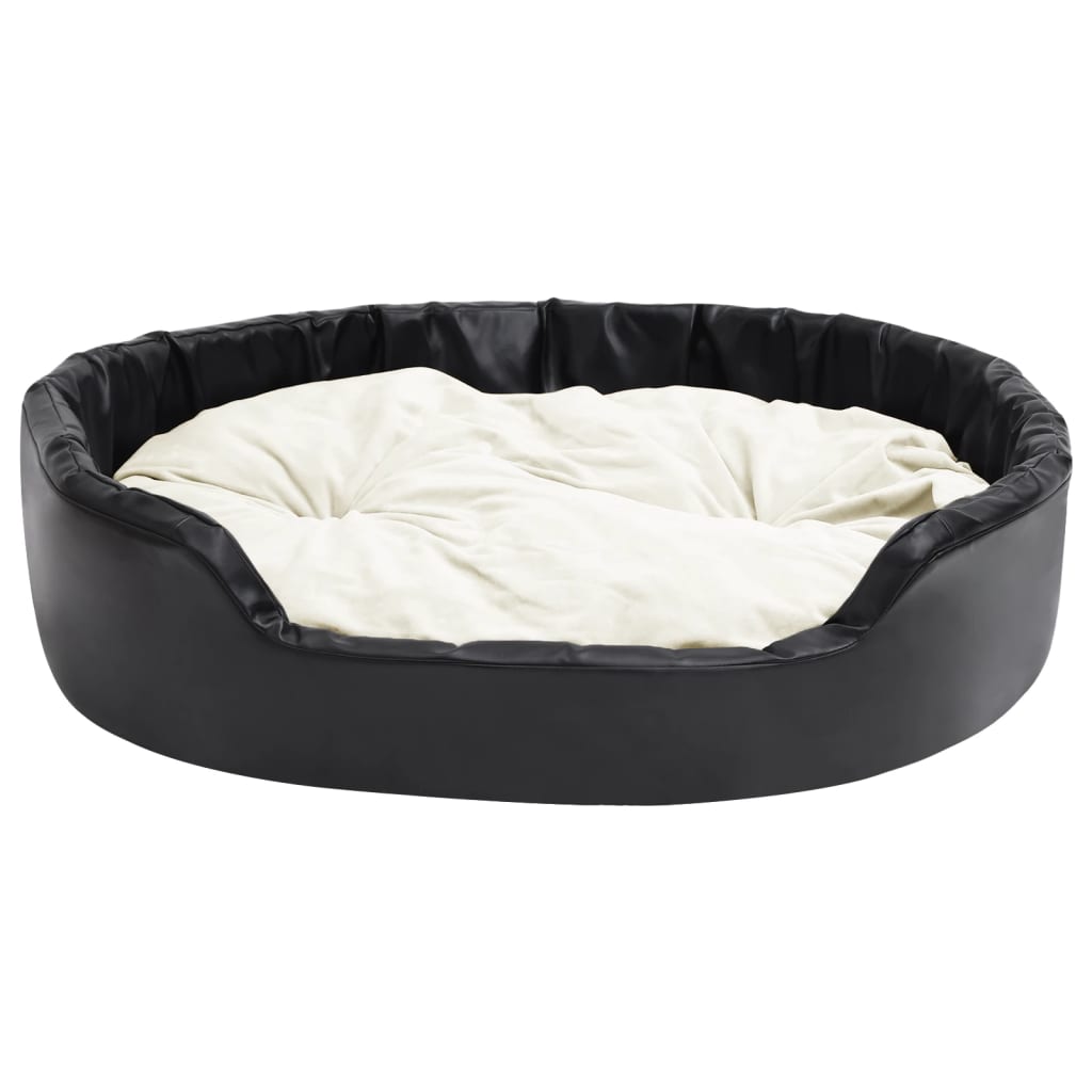 vidaXL Hundebett Schwarz-Beige 99x89x21 cm Plüsch und Kunstleder