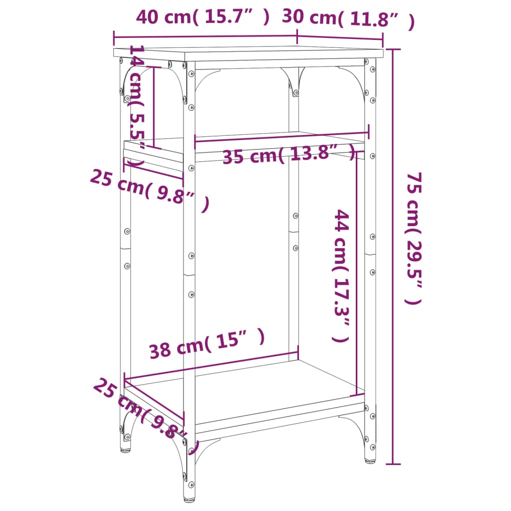 vidaXL Beistelltisch Sonoma-Eiche 40x30x75 cm Holzwerkstoff