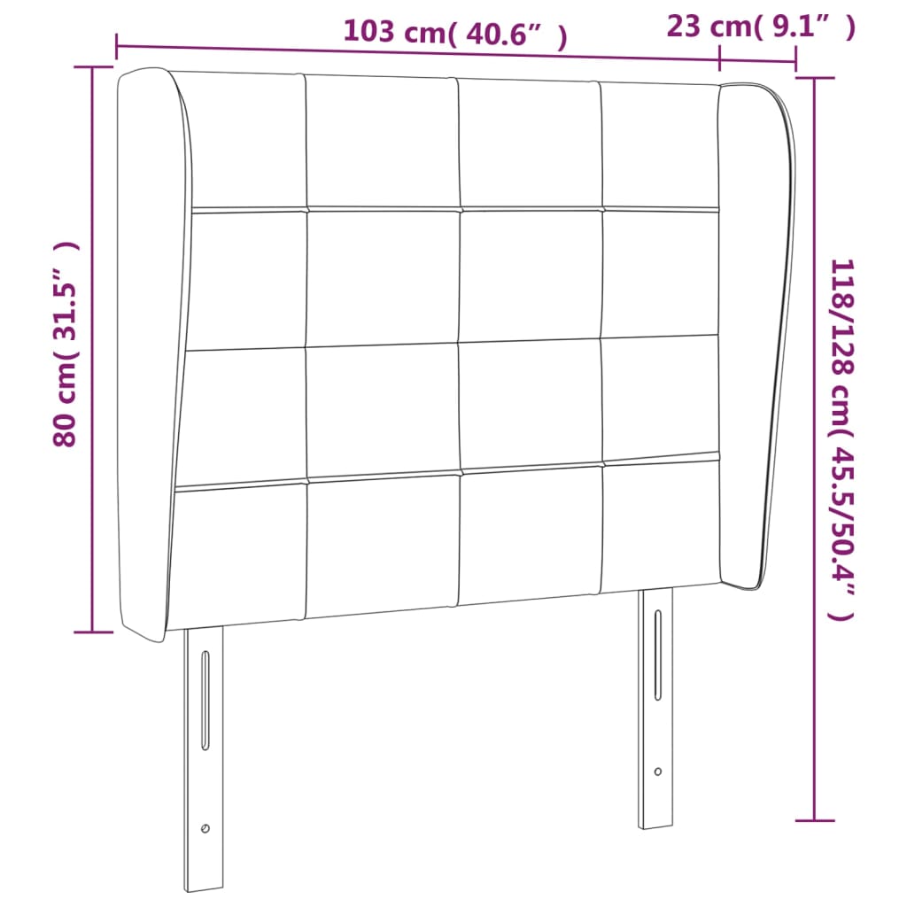 vidaXL Kopfteil mit Ohren Dunkelgrau 103x23x118/128 cm Stoff