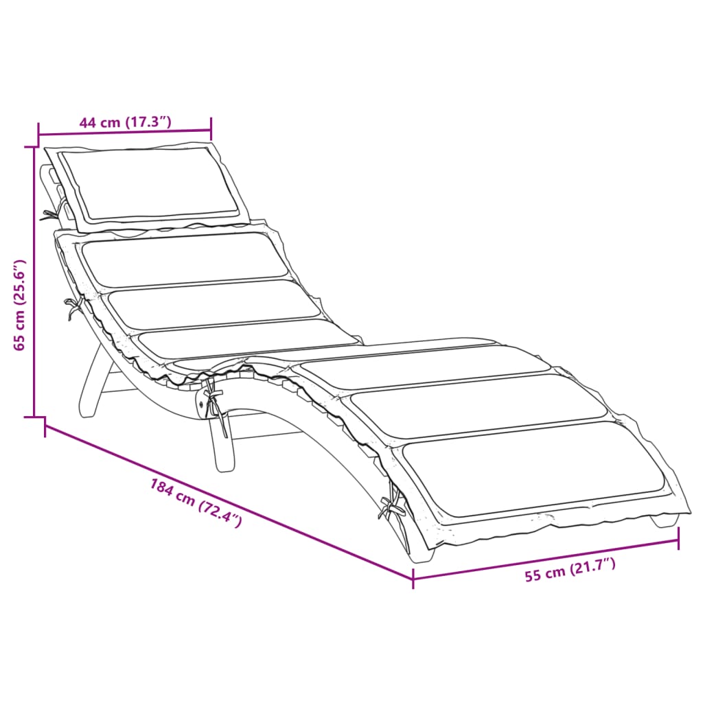 vidaXL Sonnenliege mit Auflage Beige Massivholz Akazie