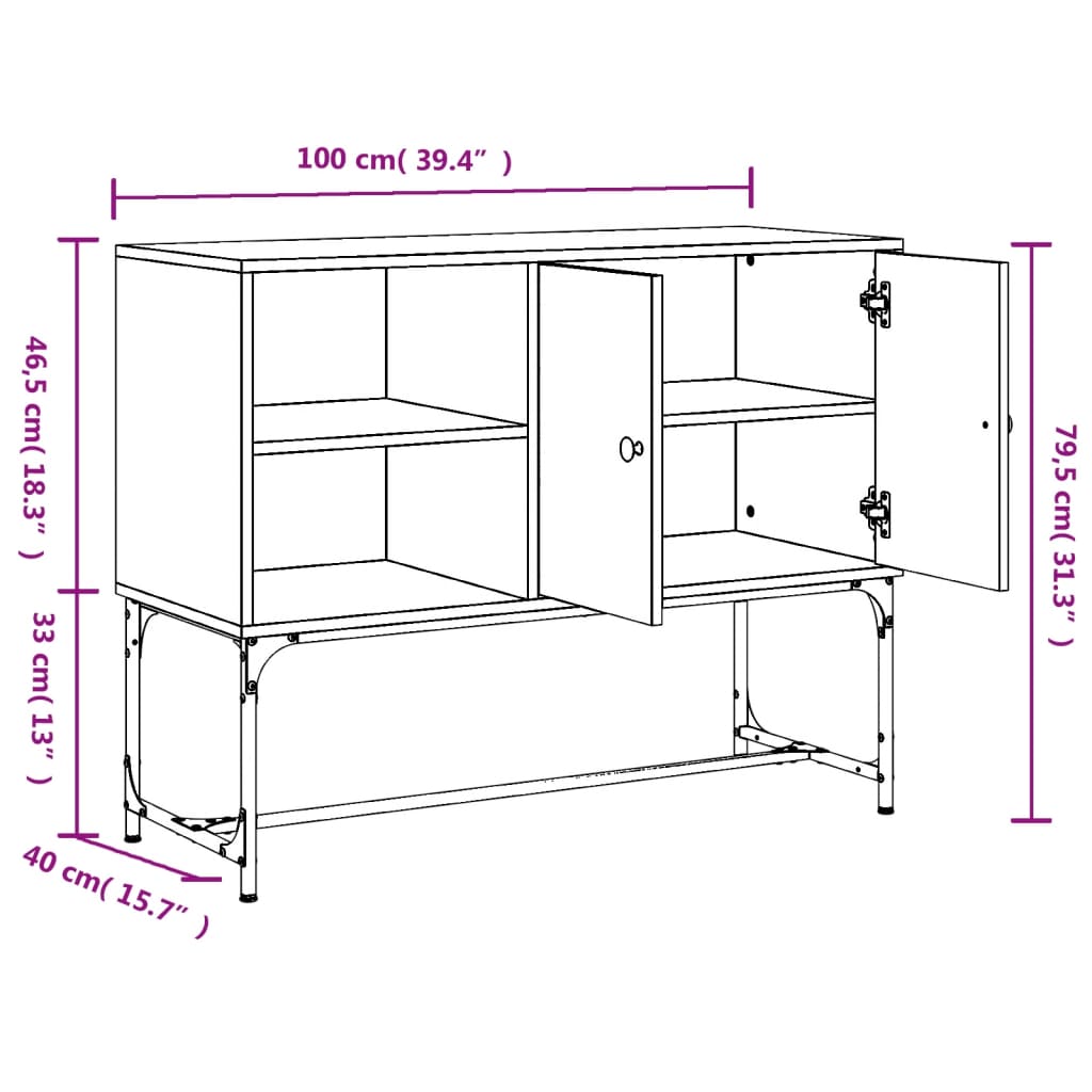 vidaXL Sideboard Räuchereiche 100x40x79,5 cm Holzwerkstoff