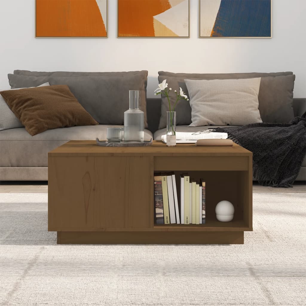 vidaXL Couchtisch Honigbraun 80x81x36,5 cm Massivholz Kiefer