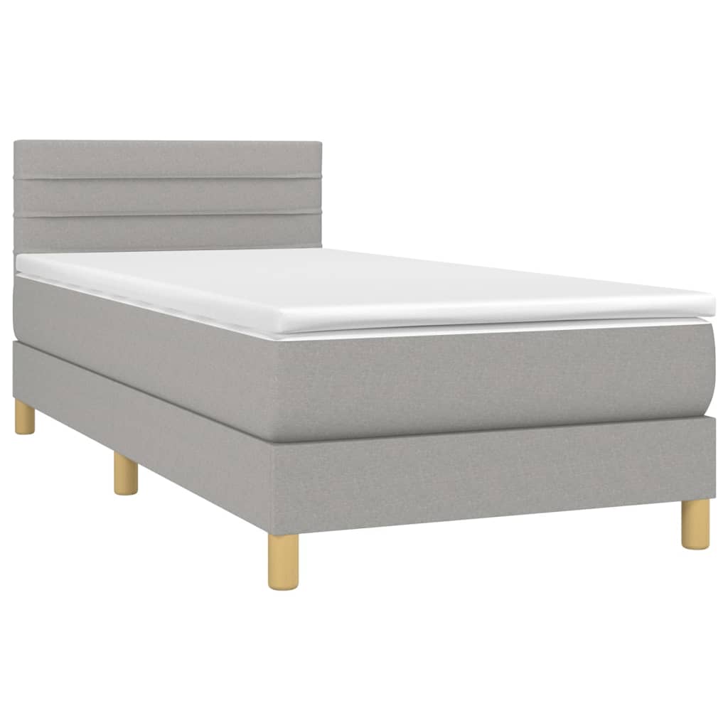 vidaXL Boxspringbett mit Matratze Hellgrau 90x200 cm Stoff