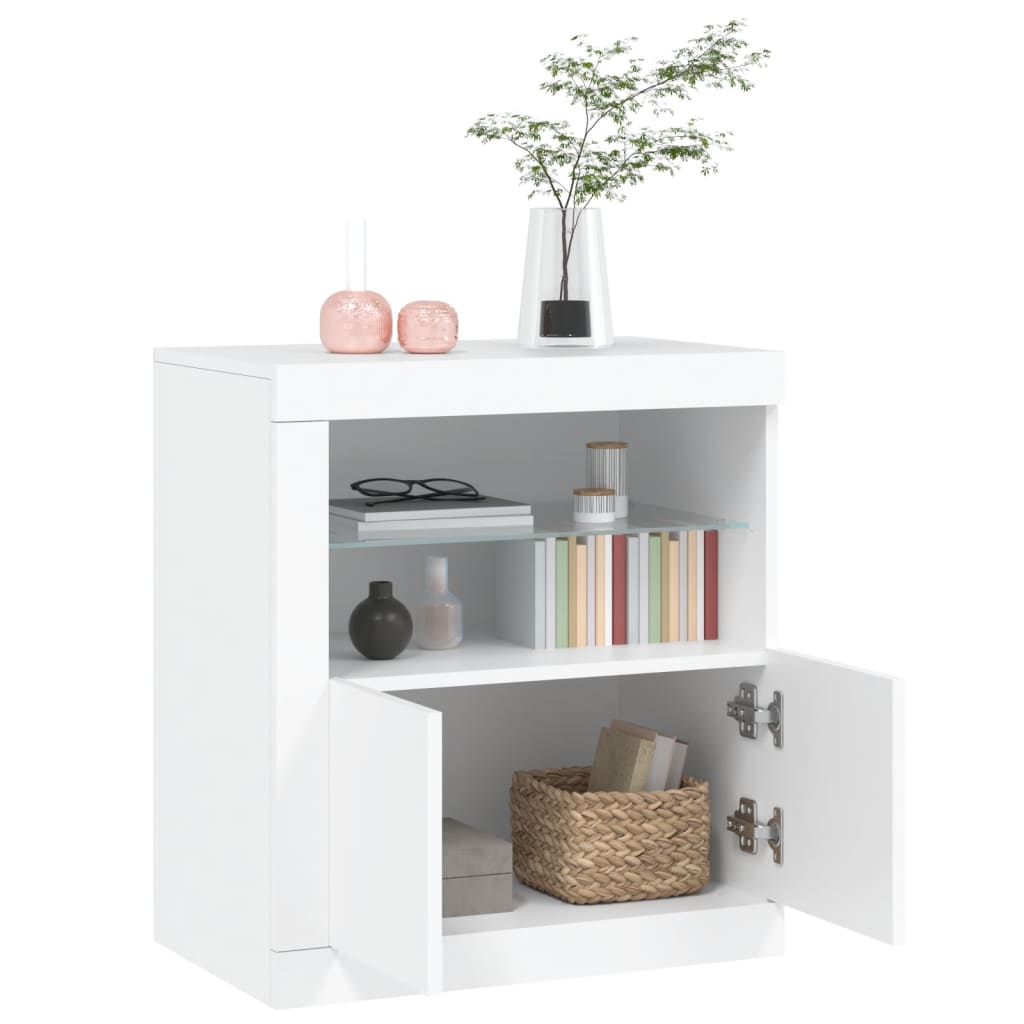 vidaXL Sideboard mit LED-Beleuchtung Weiß 60,5x37x67 cm