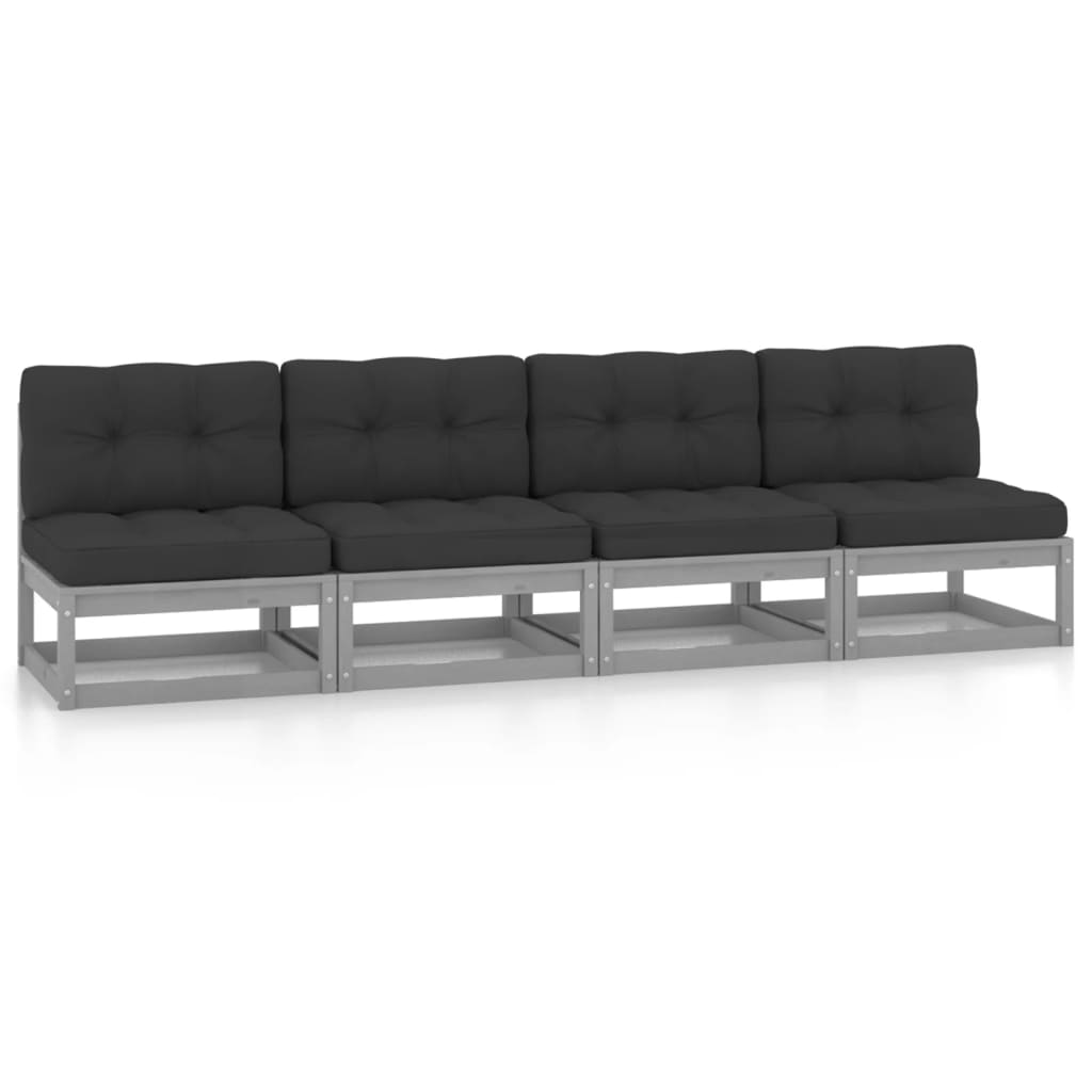 vidaXL 4-Sitzer-Gartensofa mit Kissen Kiefer Massivholz