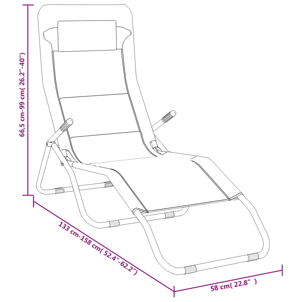 vidaXL Sonnenliegen 2 Stk. Taupe Textilene & Pulverbeschichteter Stahl