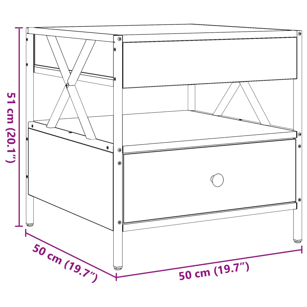 vidaXL Couchtisch mit Infinity-LED Grau Sonoma 50x50x51 cm