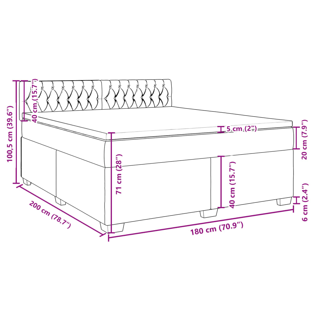 vidaXL Boxspringbett mit Matratze Blau 180x200 cm Stoff